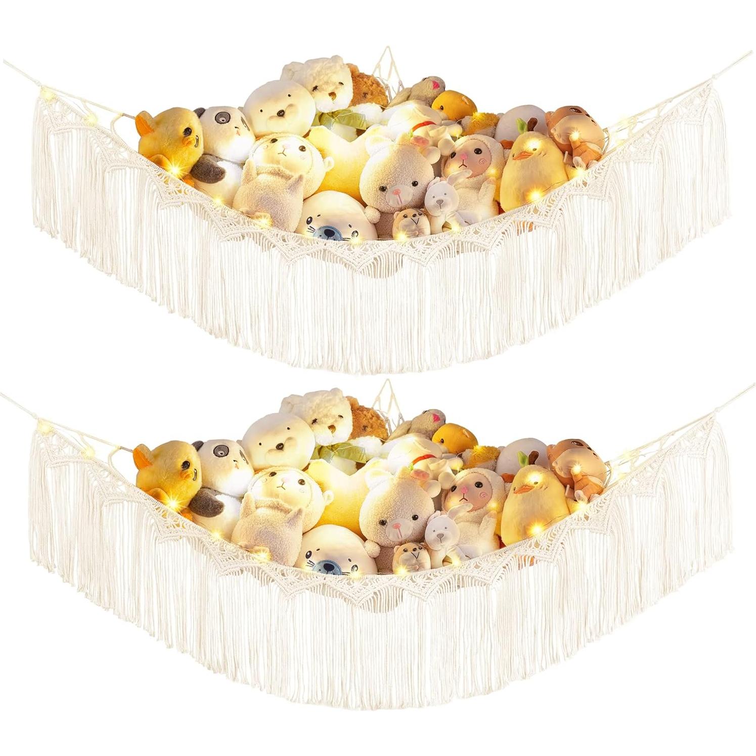 Hamaca de Almacenamiento de Juguetes Mkono 2 Piezas Macramé