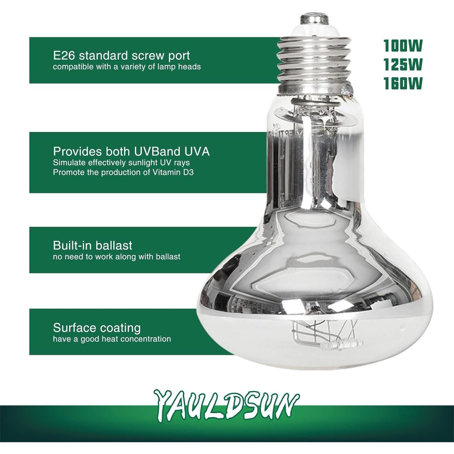 Lámpara de Calor UVB UVA 100W YauldSun para Reptiles