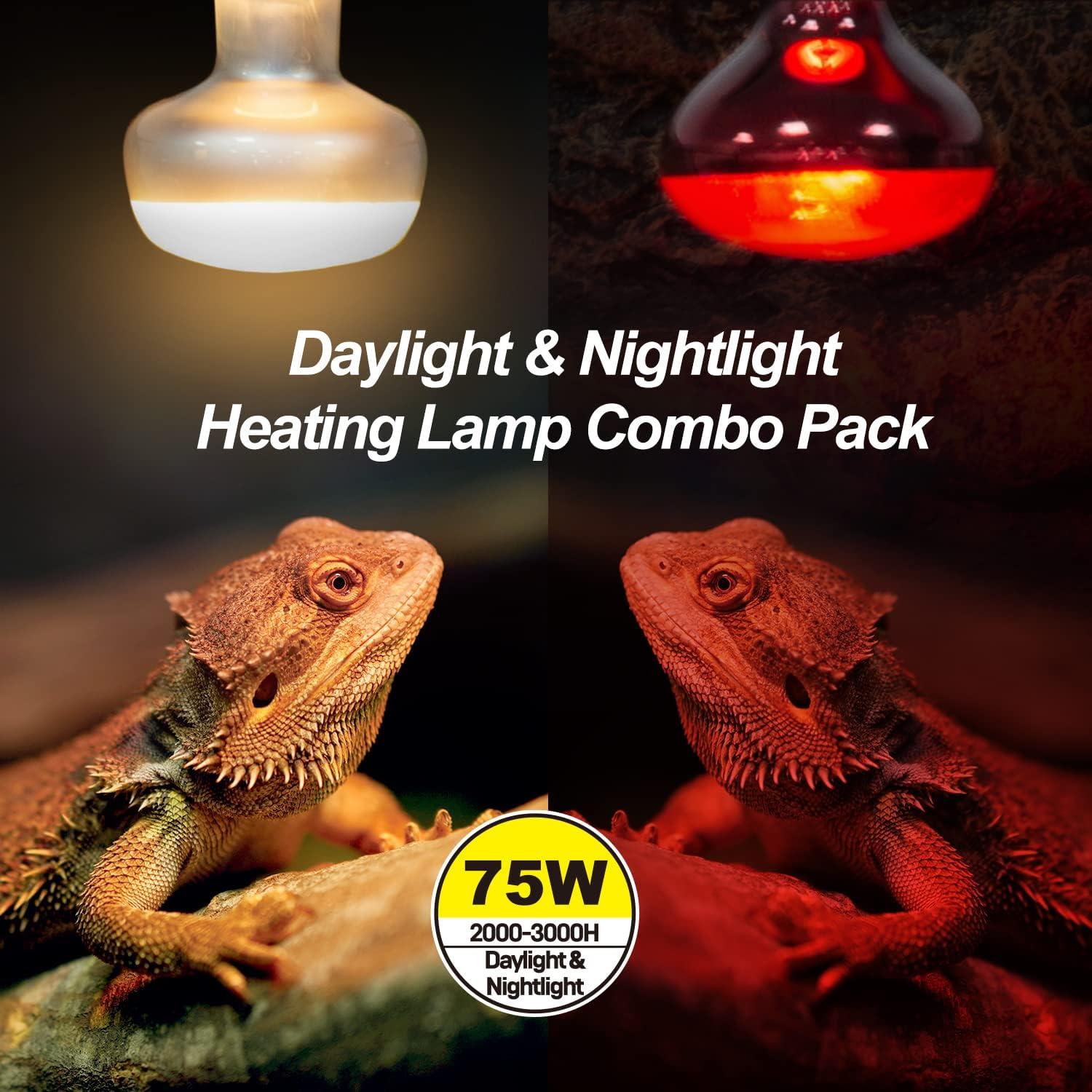 WACOOL 2Pack Lámpara de Calor 75W para Reptiles UVA