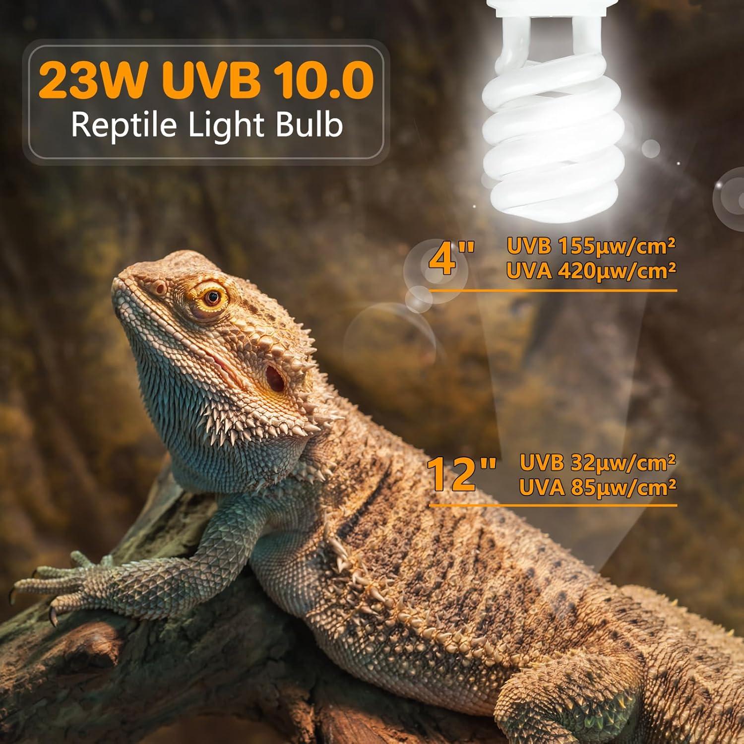 LUCKY HERP Luz UVB 10.0 23W para Reptiles - Bombilla Compacta