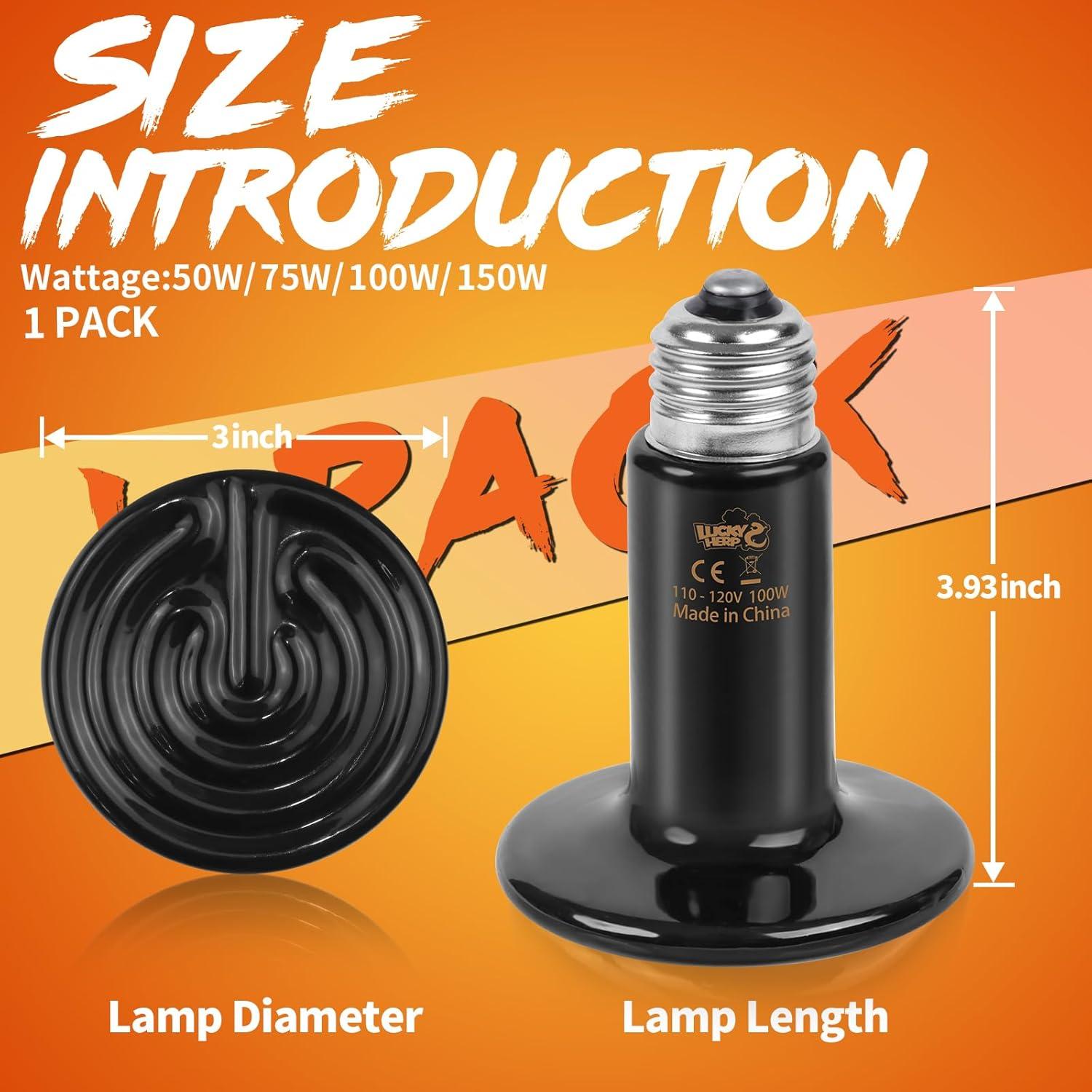 Lámpara de Calor Cerámica 100W LUCKY HERP para Reptiles