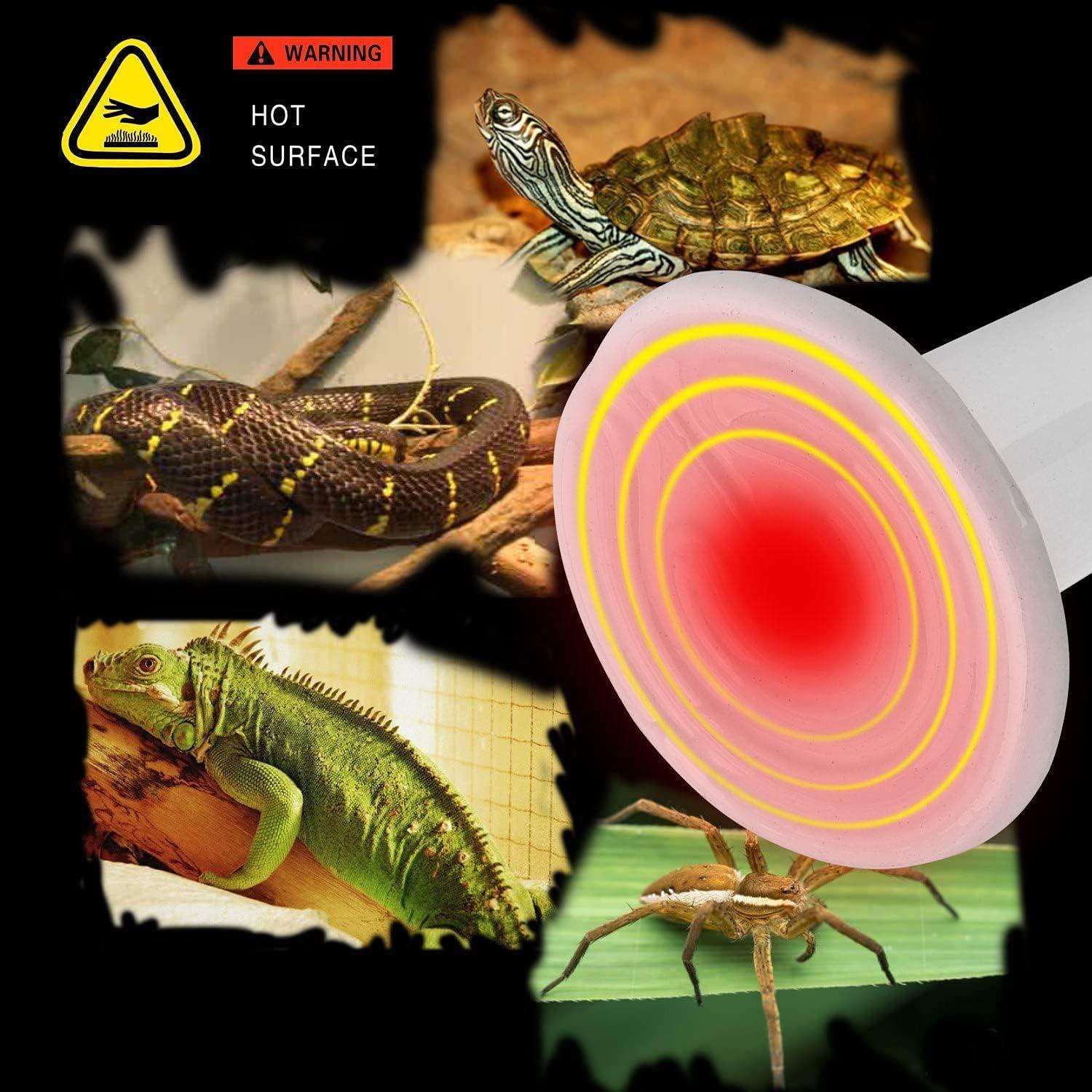Lámpara de Calor Cerámica OMAYKEY 75W para Reptiles y Anfibios