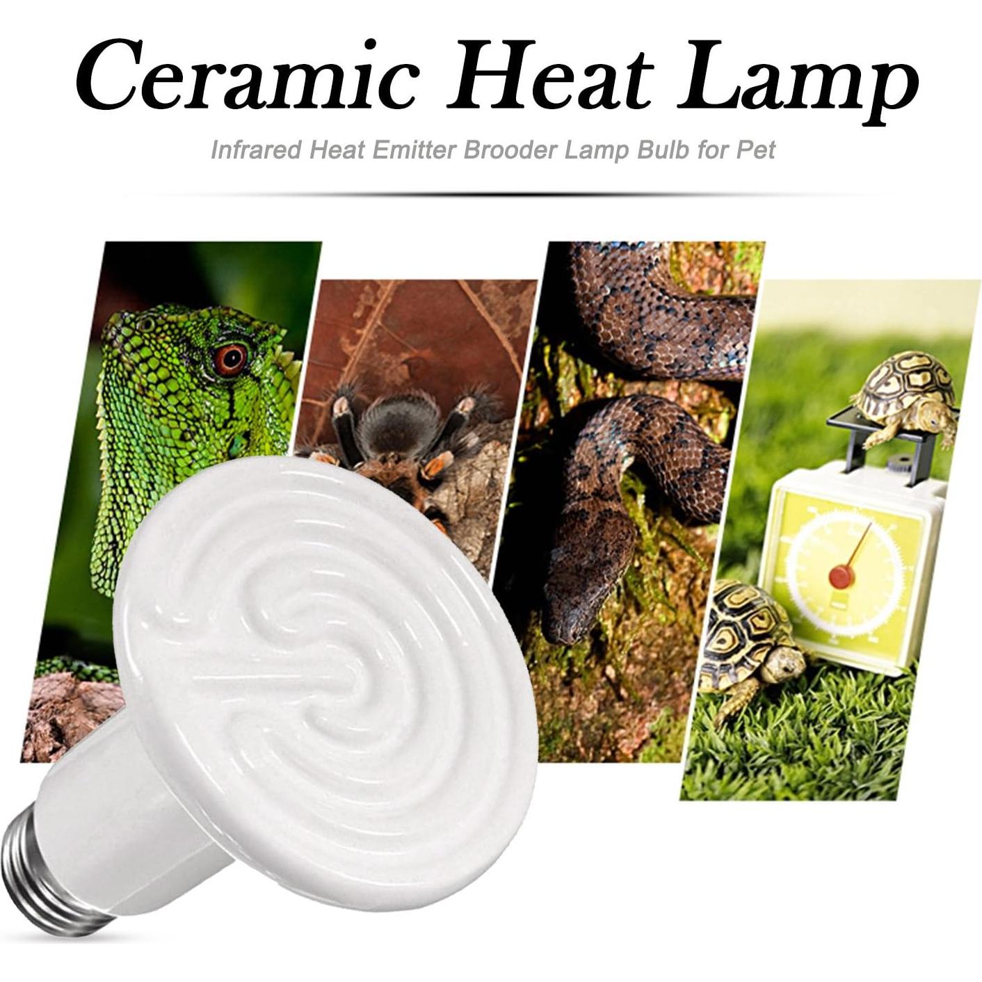 Lámpara de Calor Cerámica OMAYKEY 75W para Reptiles y Anfibios