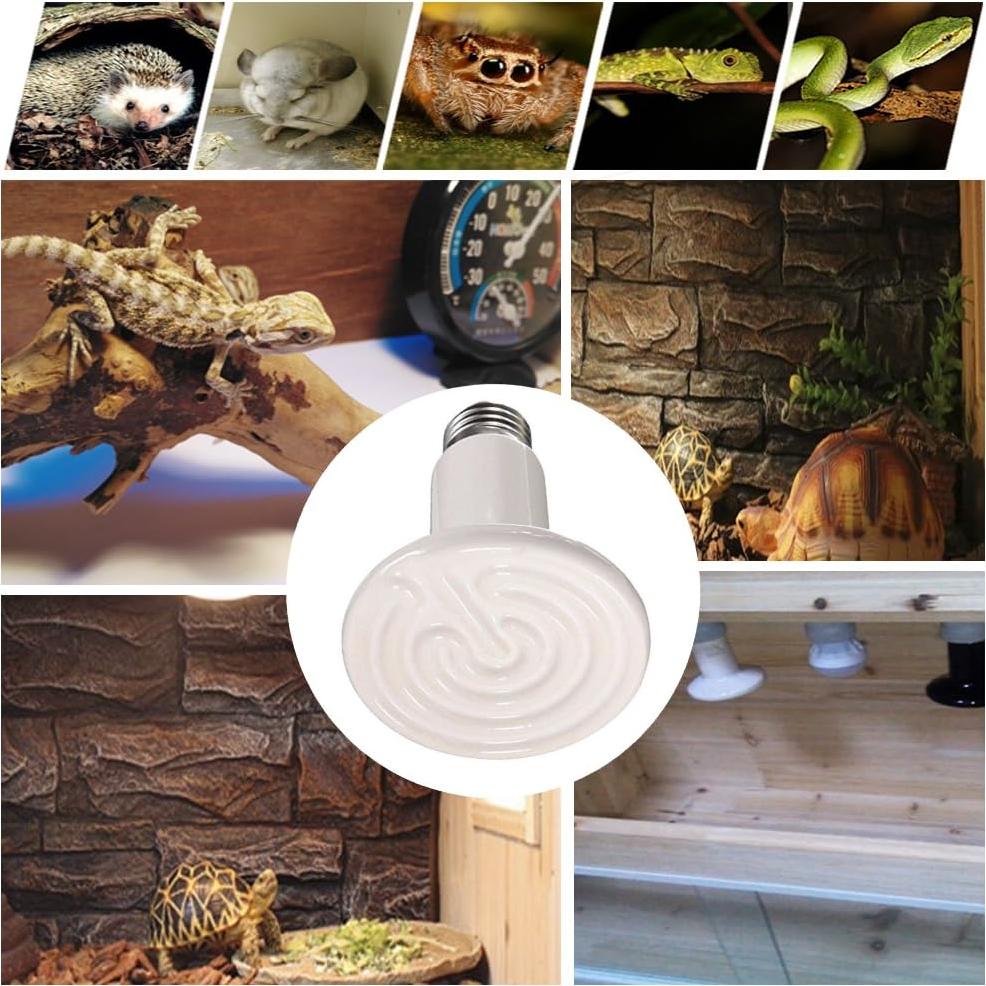 Lámpara de Calor Cerámica OMAYKEY 75W para Reptiles y Anfibios