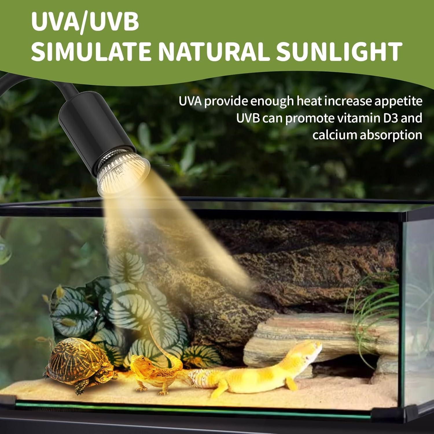 GOZILLA 4 PCS 50W Lámpara de Calor UVA UVB para Reptiles