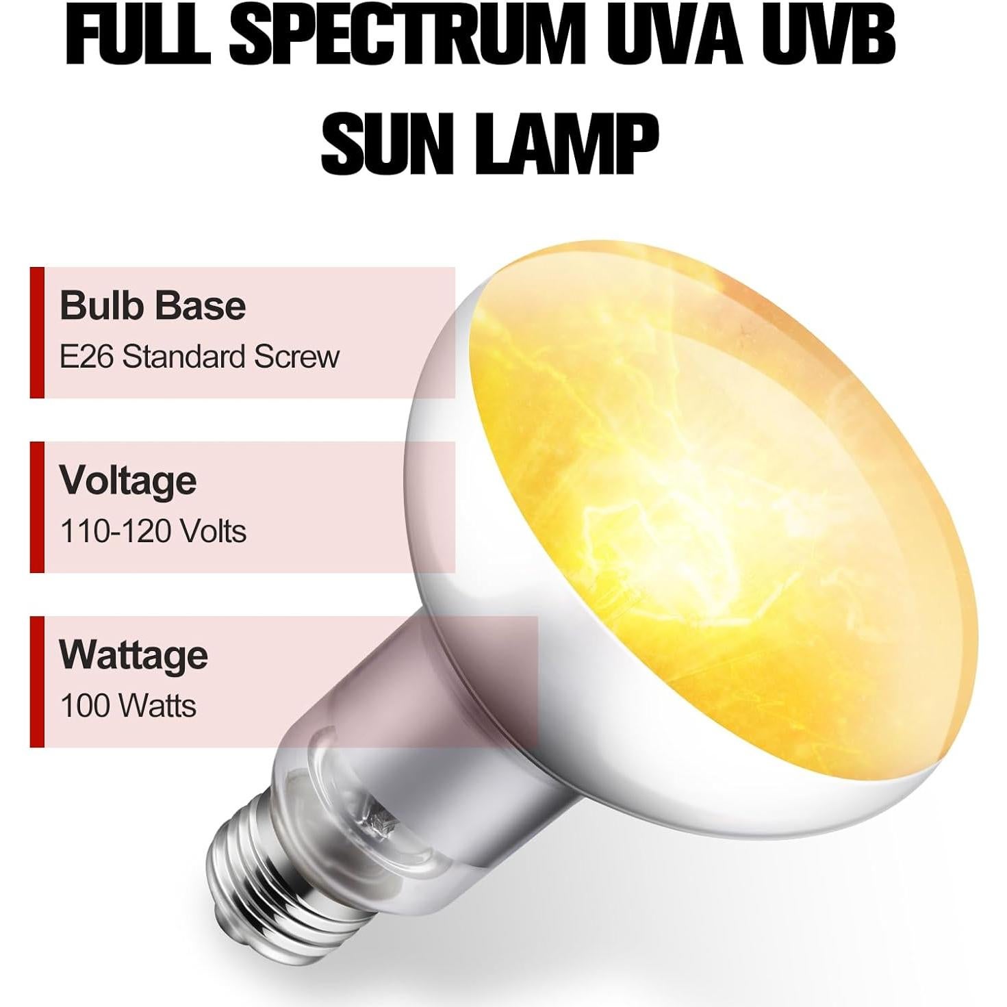 Lámpara de Calor UVB UVA 100W para Reptiles DXOPHIEX