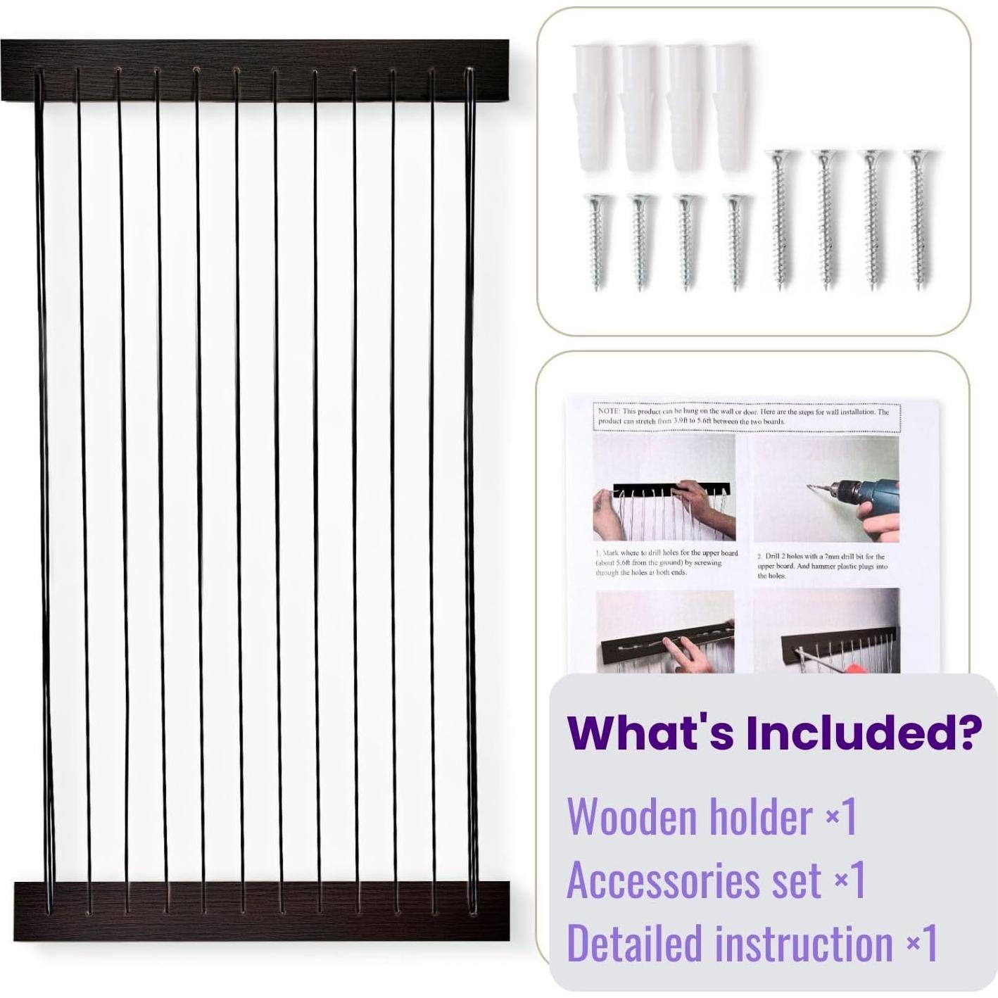 Stuffed Animal Storage Hammock Nursery Hanging Organizer Durable Wooden Frame with Elastic Rope for Plush Toy Display - Easy Wall or Door Installation Space-Saving Toy Net for Kids’ Room-Patent