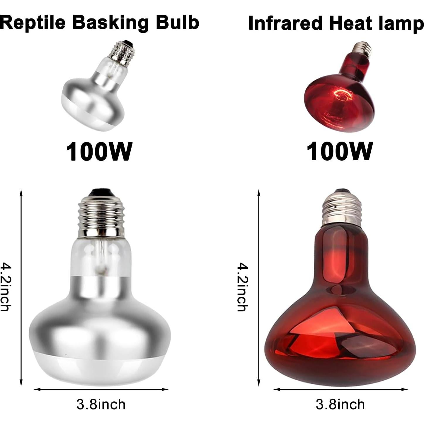 Lámpara de Calor Doble DXOPHIEX 38 cm 150W para Reptiles