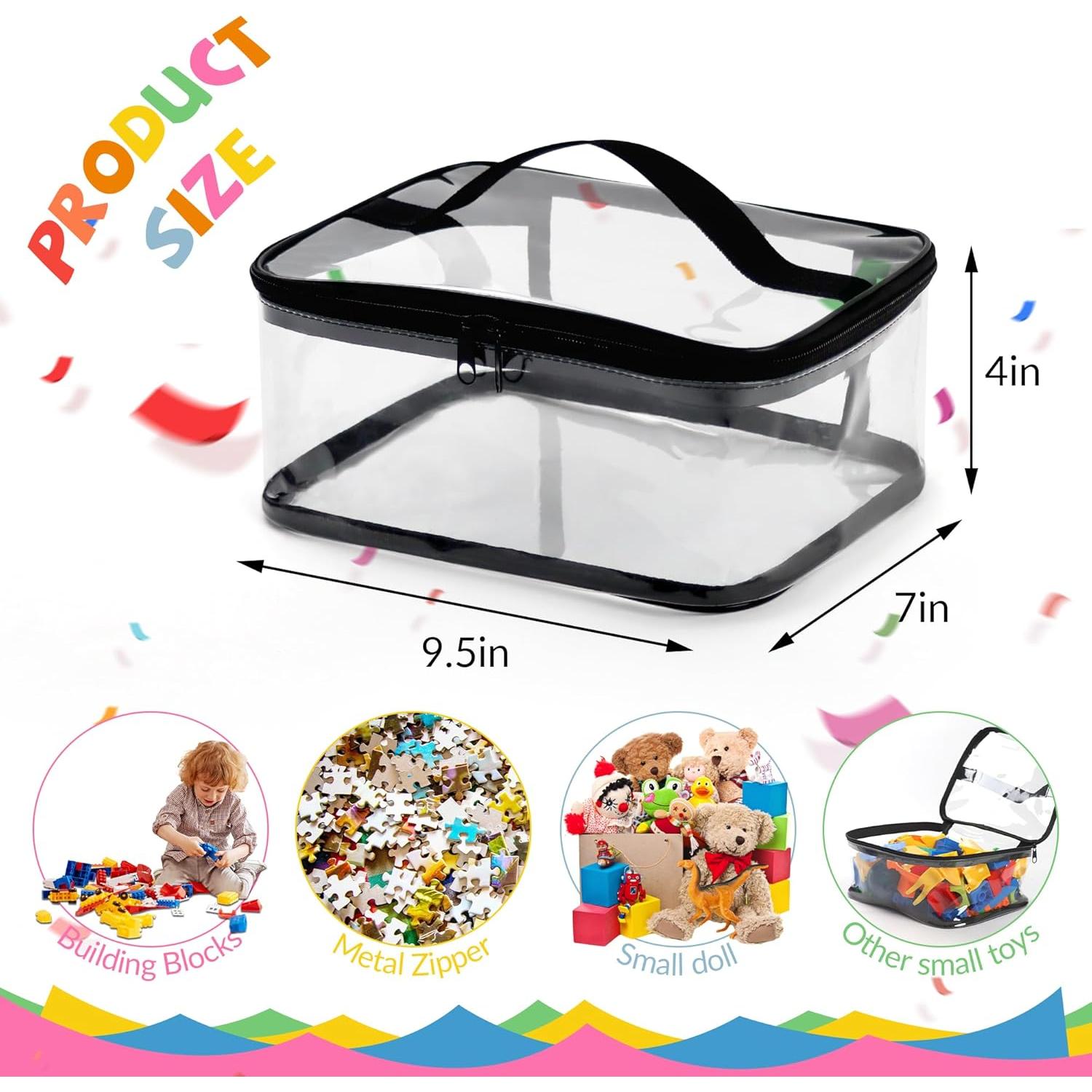 4 Bolsas de Almacenamiento de Juguetes Transparentes EMOMAS 24x17cm