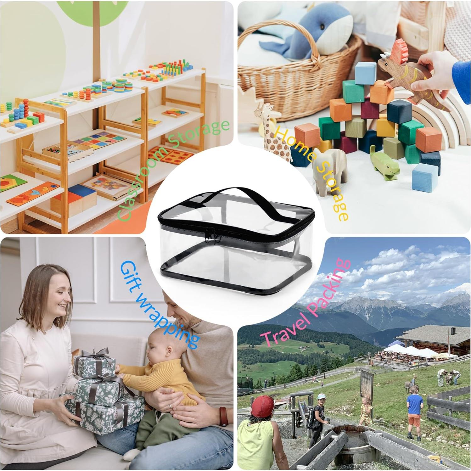 4 Bolsas de Almacenamiento de Juguetes Transparentes EMOMAS 24x17cm