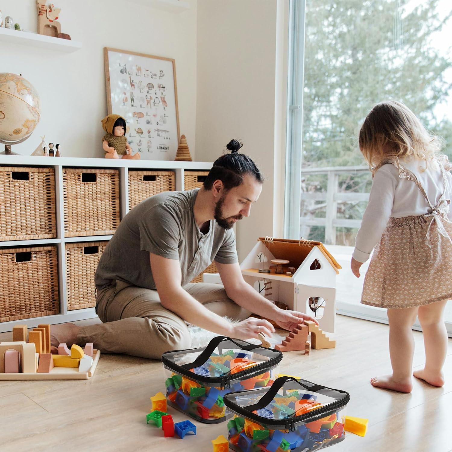 4 Bolsas de Almacenamiento de Juguetes Transparentes EMOMAS 24x17cm