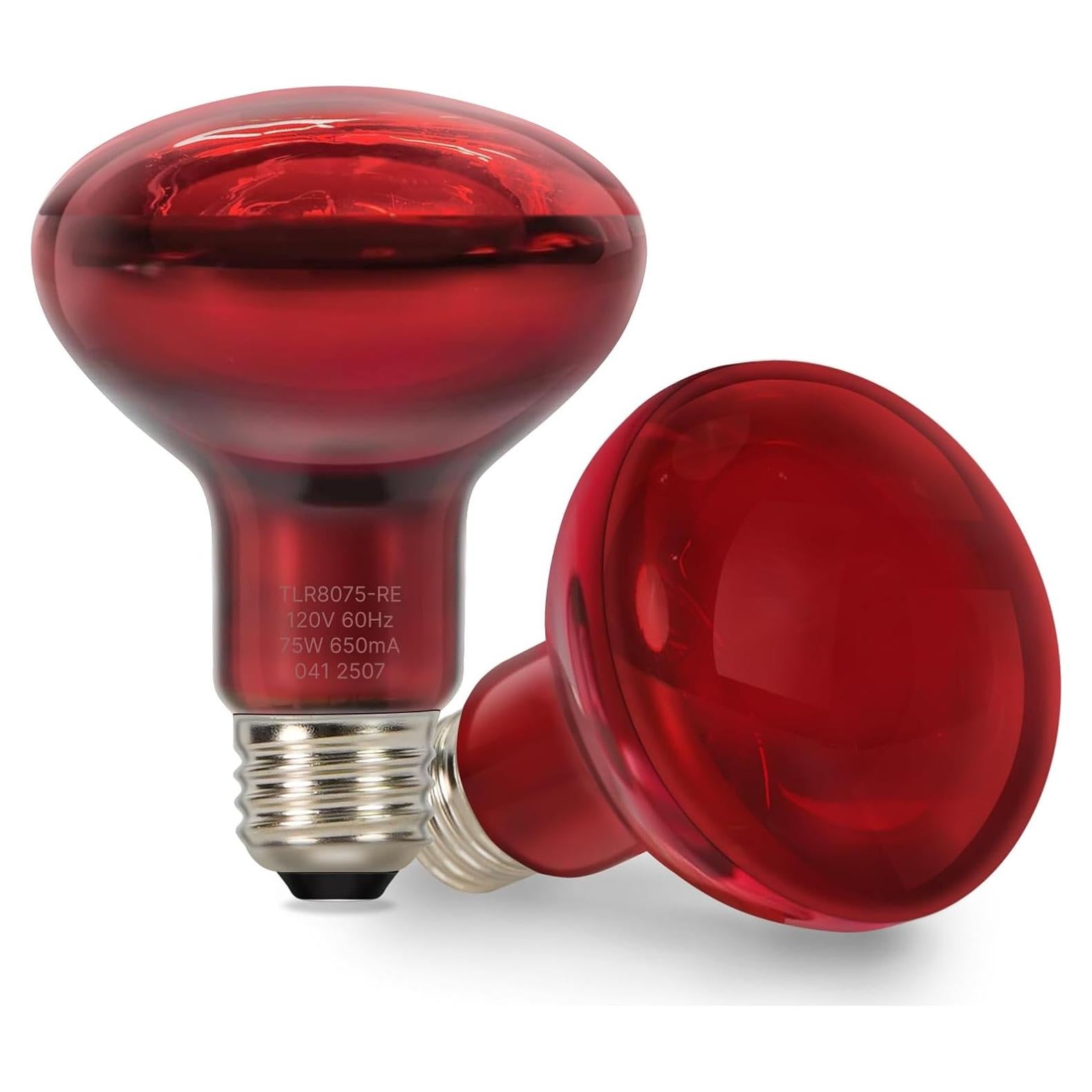 Bombilla de Calor Roja ALAMPEVER 75W E26 para Reptiles - 2 Paquete