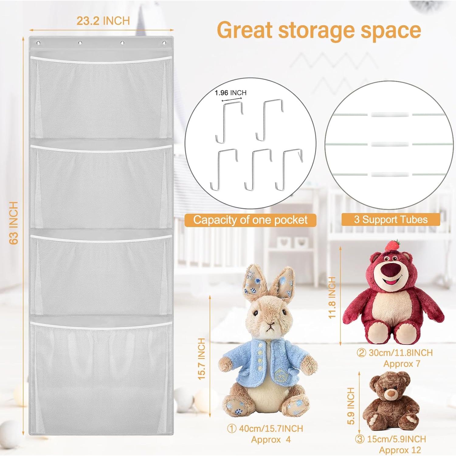 Organizador Colgante de Peluches Woodoulogy 160x59 cm Gris