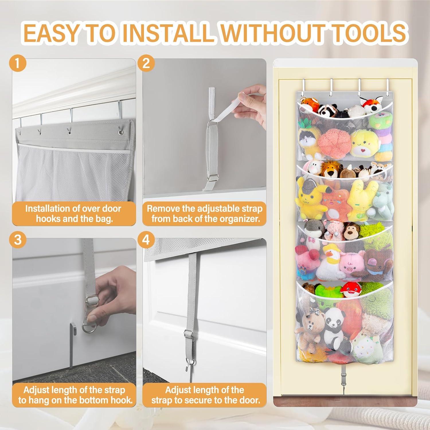 Organizador Colgante de Peluches Woodoulogy 160x59 cm Gris