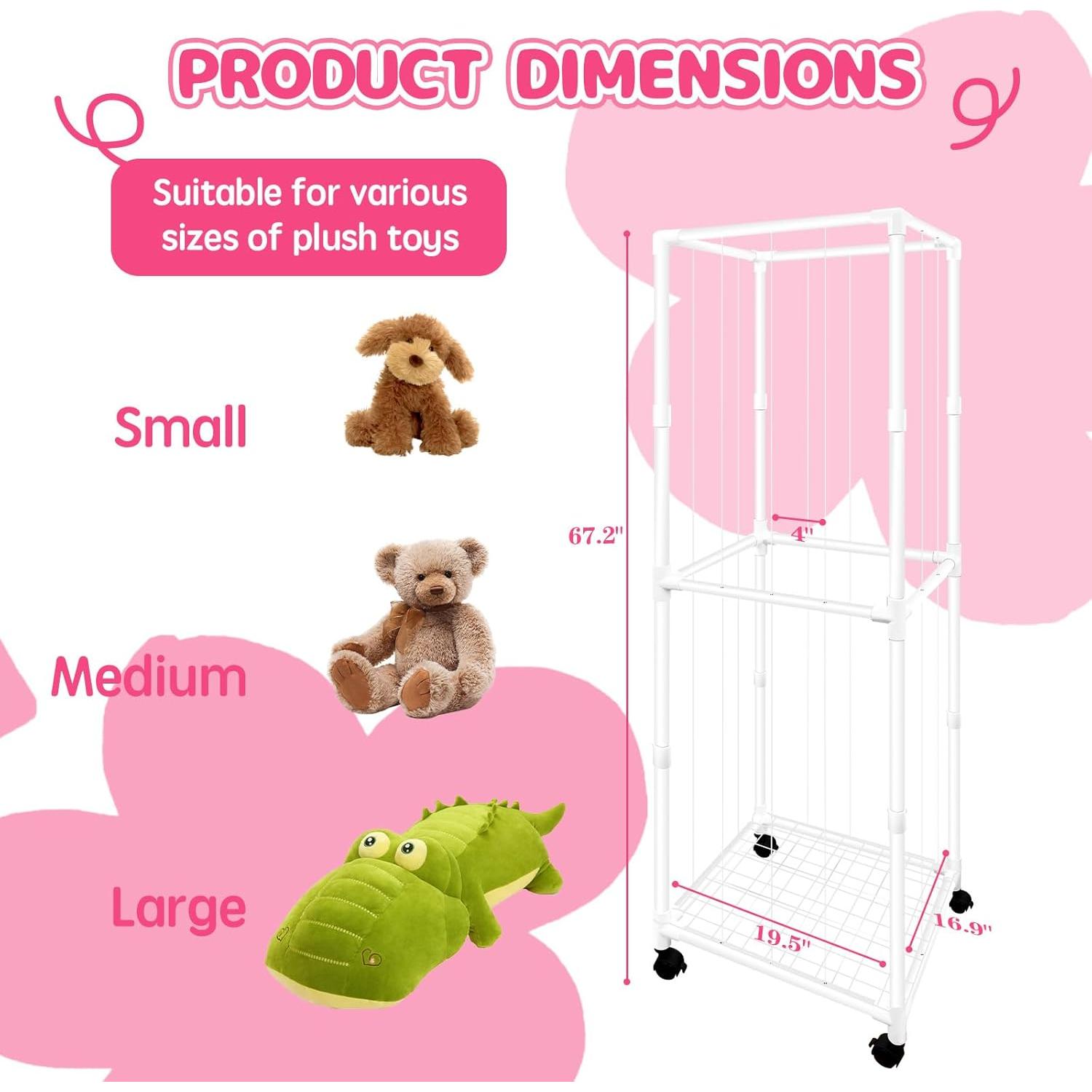 Organizador de Juguetes de Peluche Megapuxin 170 cm PVC Blanco