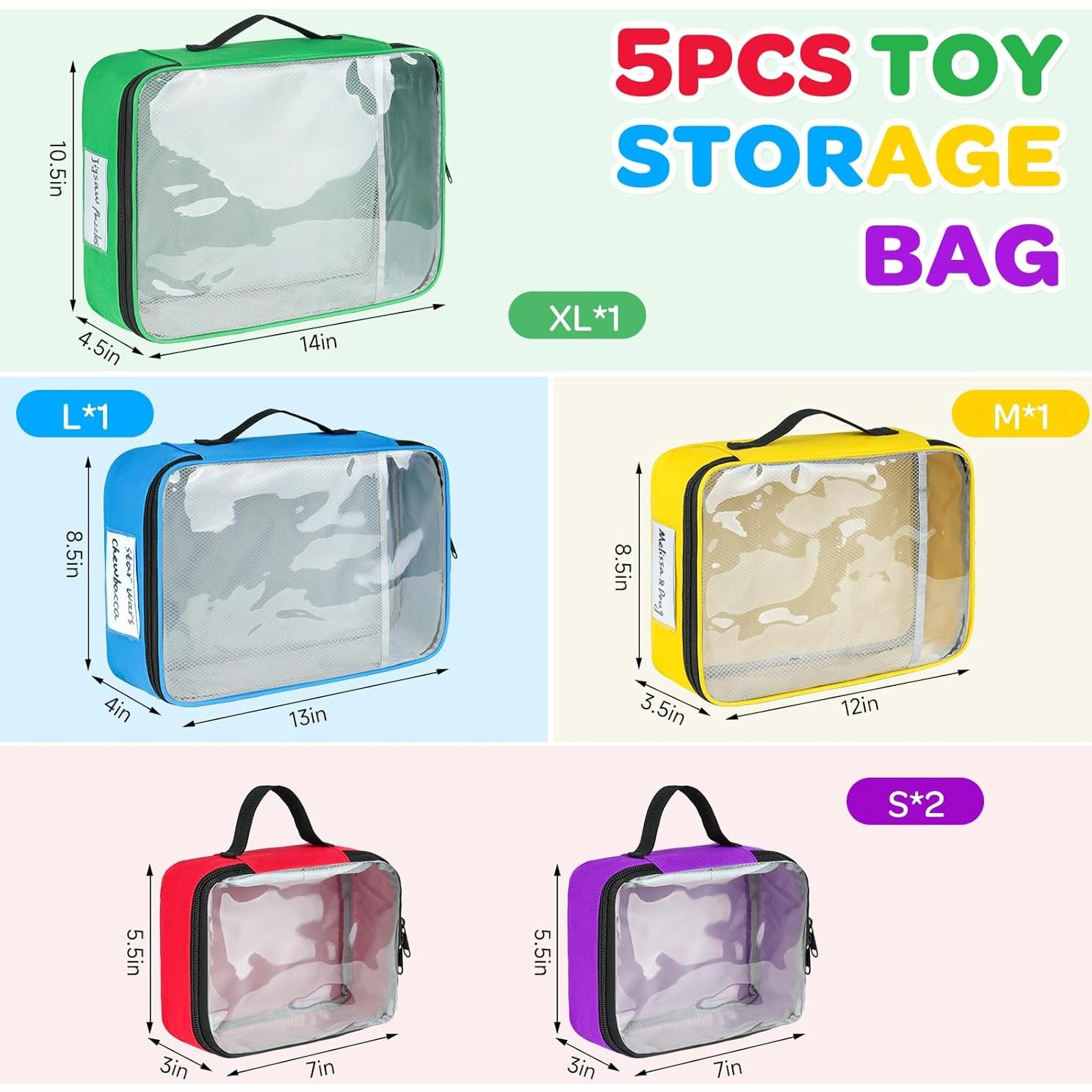 Bolsas de Almacenamiento de Juguetes ZIOZERTT 5 Pcs Multicolor