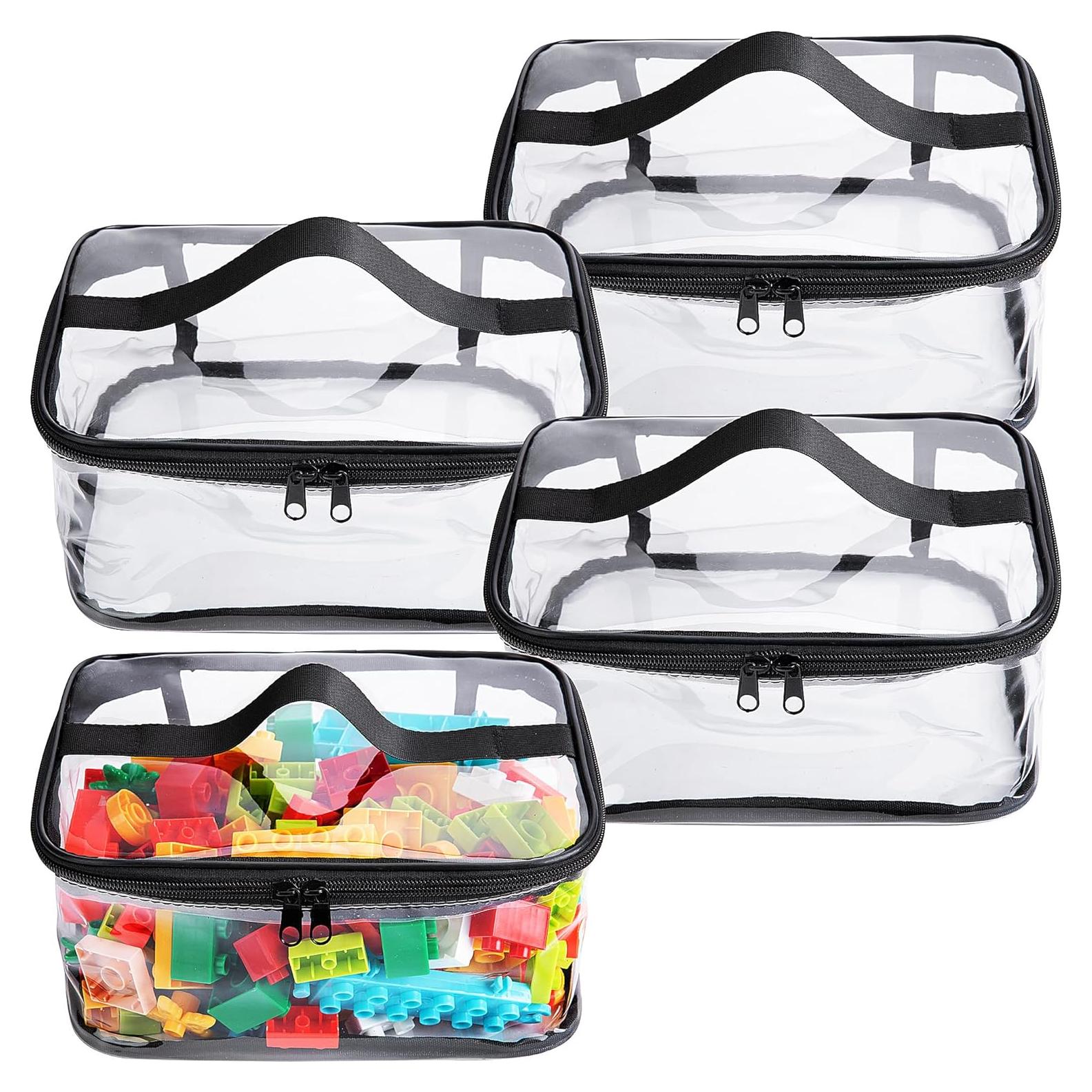 4 Bolsas de Almacenamiento de Juguetes Transparentes PVC 23.9x17cm