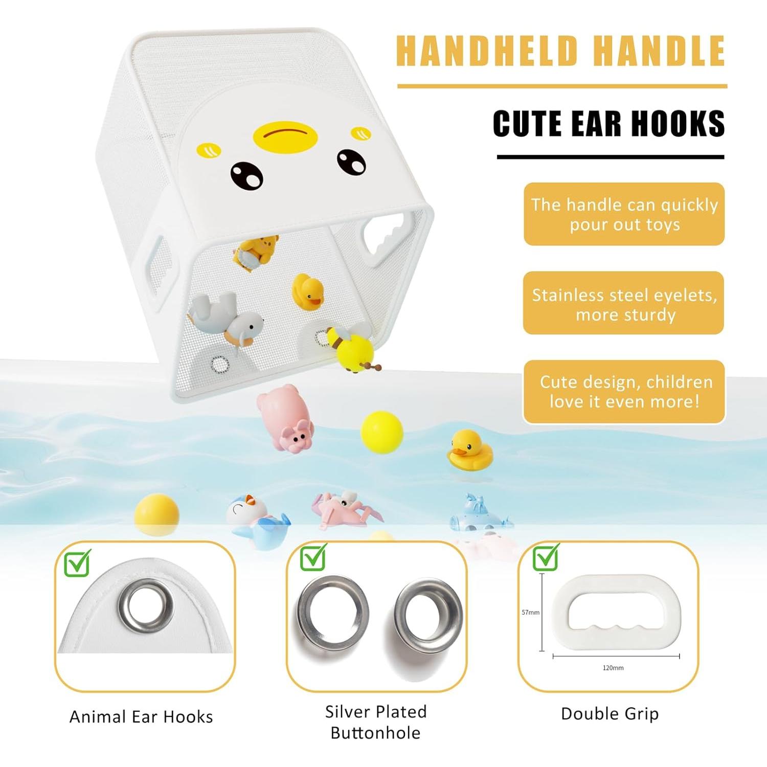 Organizador de Juguetes de Baño Ligereza, Malla Blanca, 19.1x27x32cm