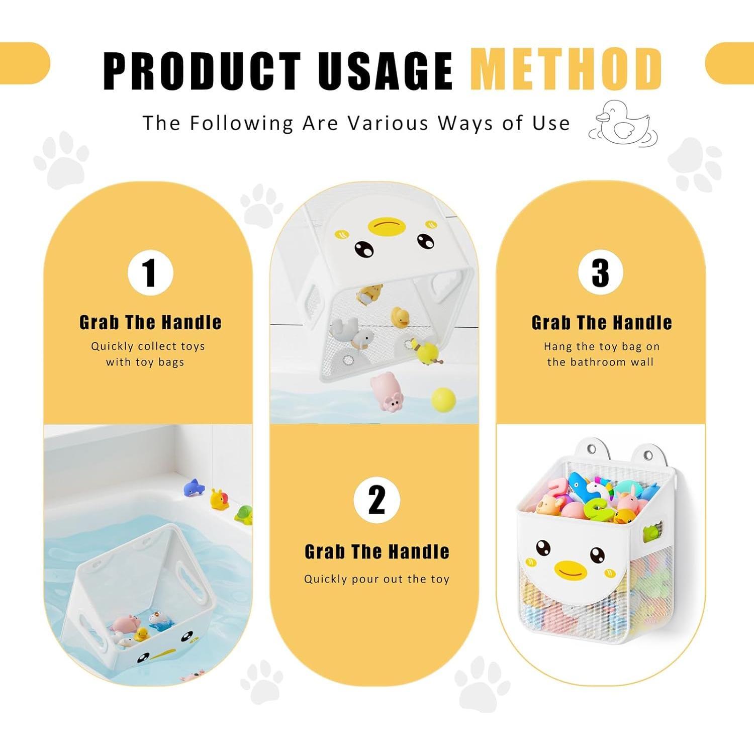 Organizador de Juguetes de Baño Ligereza, Malla Blanca, 19.1x27x32cm