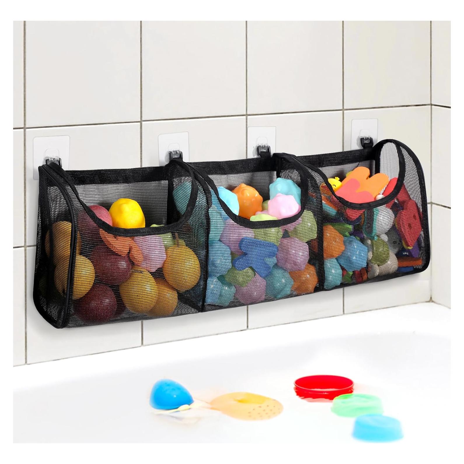 Organizador de Juguetes de Baño Goowin, 3 Compartimentos, Negro