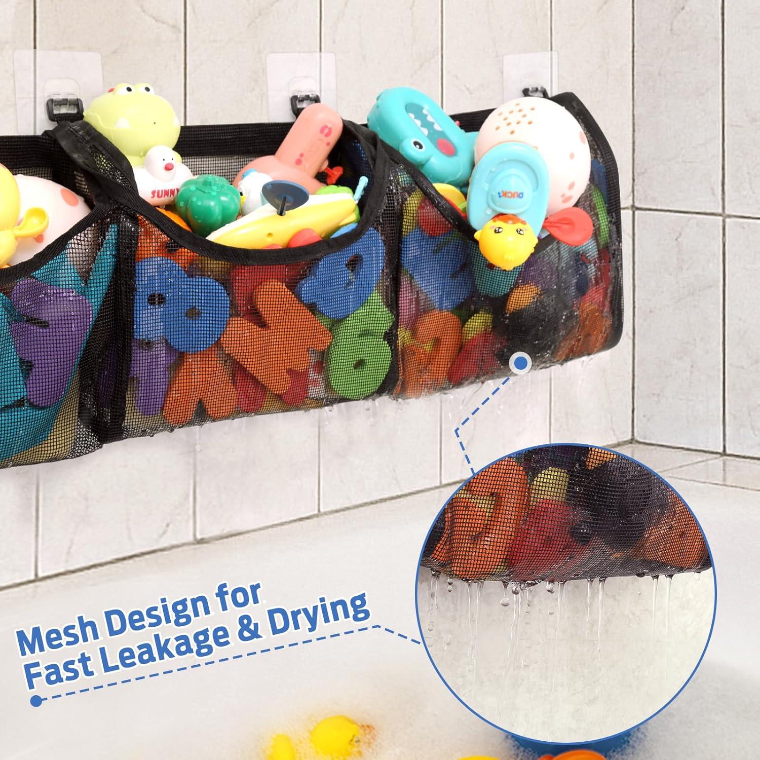 Organizador de Juguetes de Baño Goowin, 3 Compartimentos, Negro