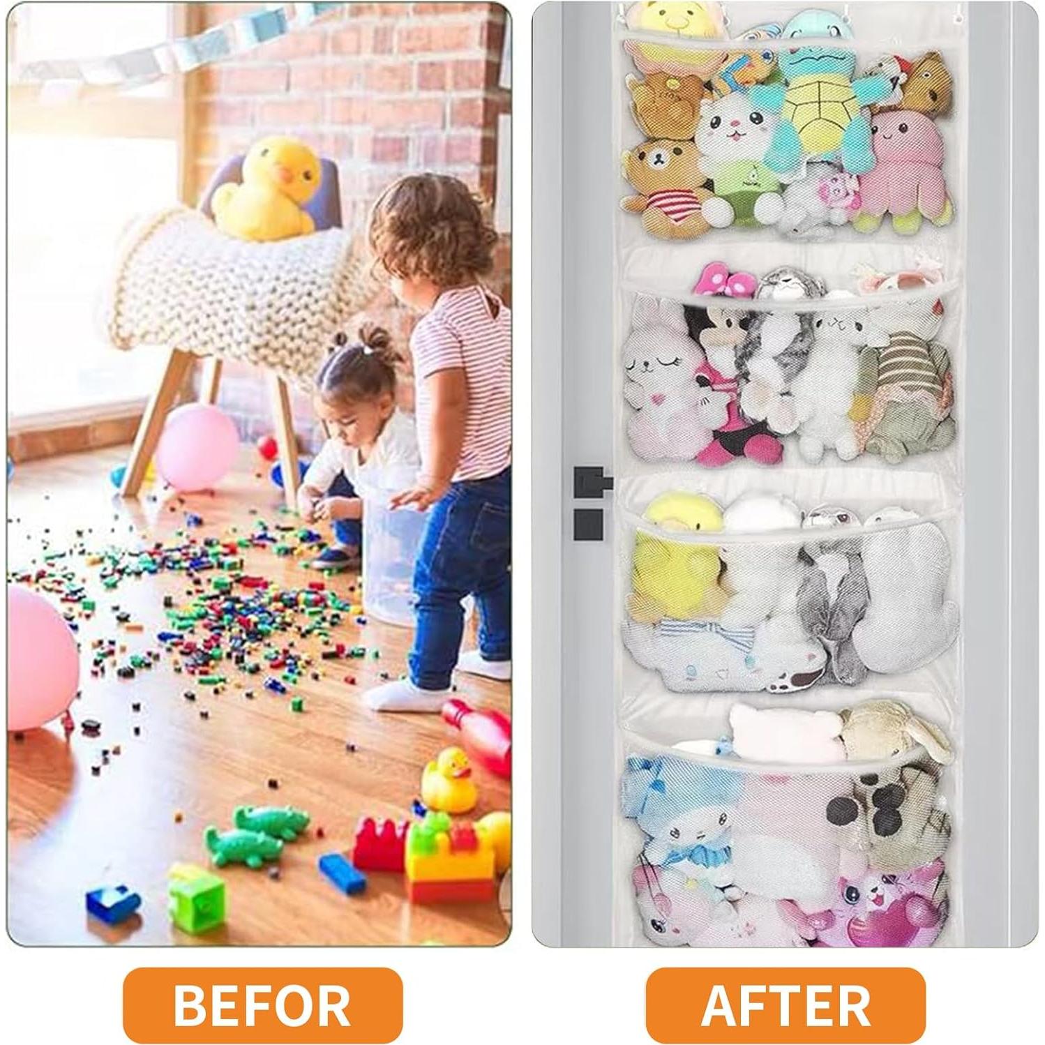 Organizador de Juguetes Kuaile Blanco 4 Bolsillos Colgante