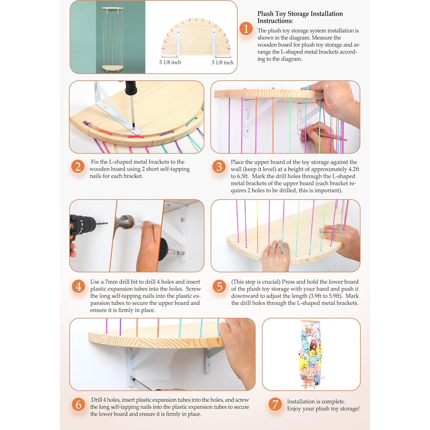Hamaca de Almacenamiento de Peluches VOMELON Semicircular