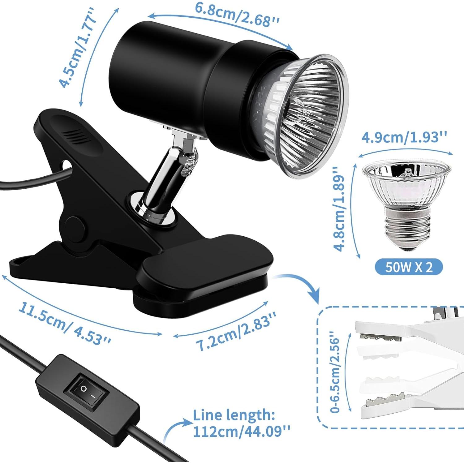 Lámpara de Calor para Reptiles MoonOrange con 2 Bombillas 50W