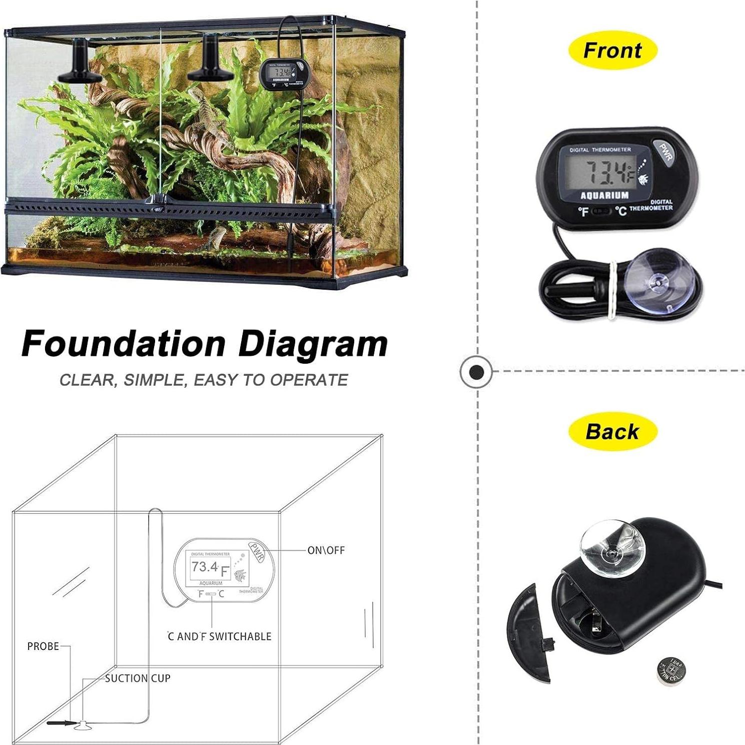 Lámpara de Calor Cerámica 100W OMAYKEY con Termómetro Digital