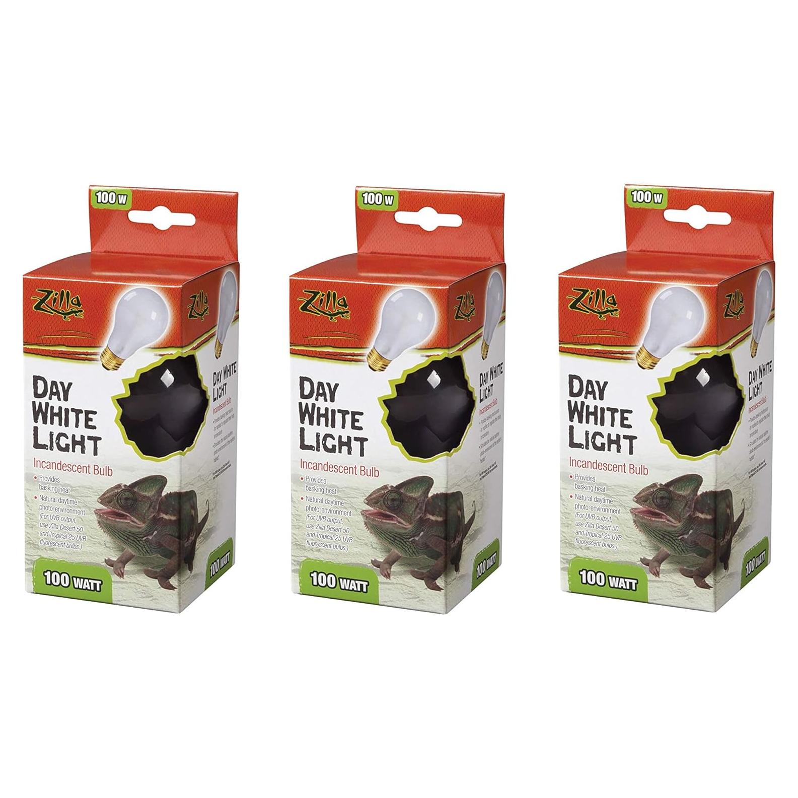 Paquete de 3 Lámparas de Calor Zilla 100W para Reptiles