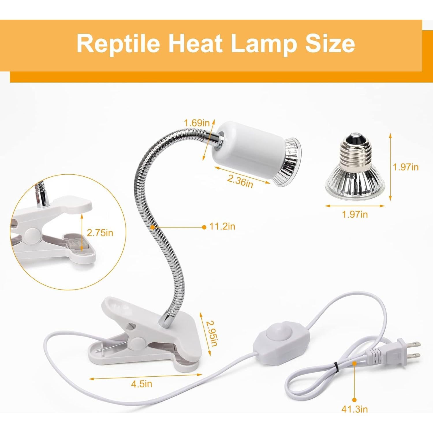 Lámpara de Calor para Reptiles Catcan 50W UVA UVB Ajustable