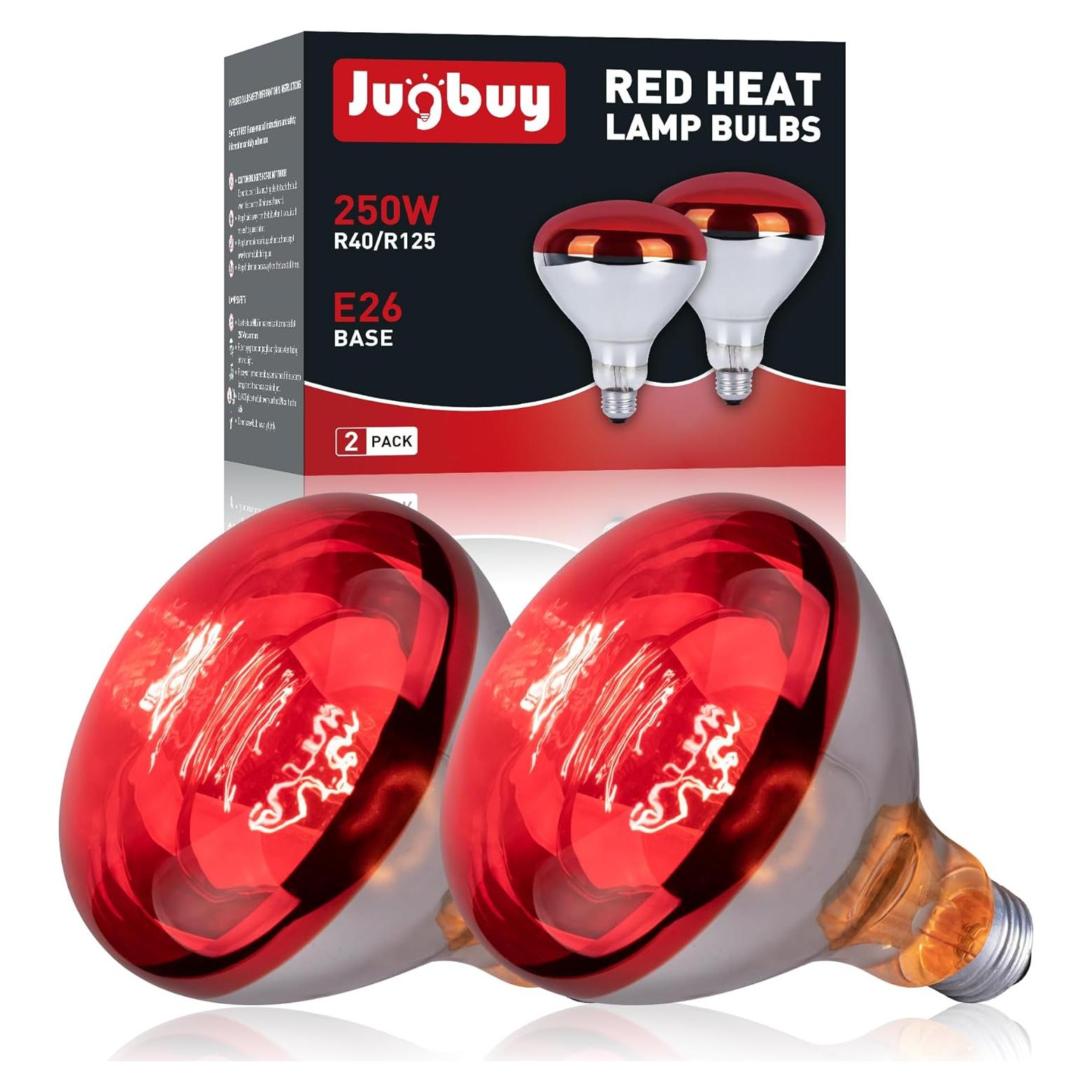 Bombillas de Calor Infrarrojas Jugbuy 250W E26 - Paquete de 2