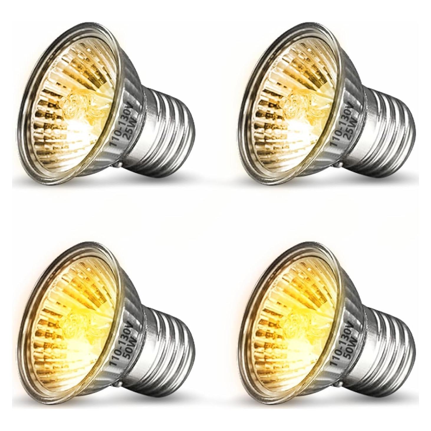 GOZILLA Paquete de 4 Bombillas de Calor UVA UVB E27 25W 50W