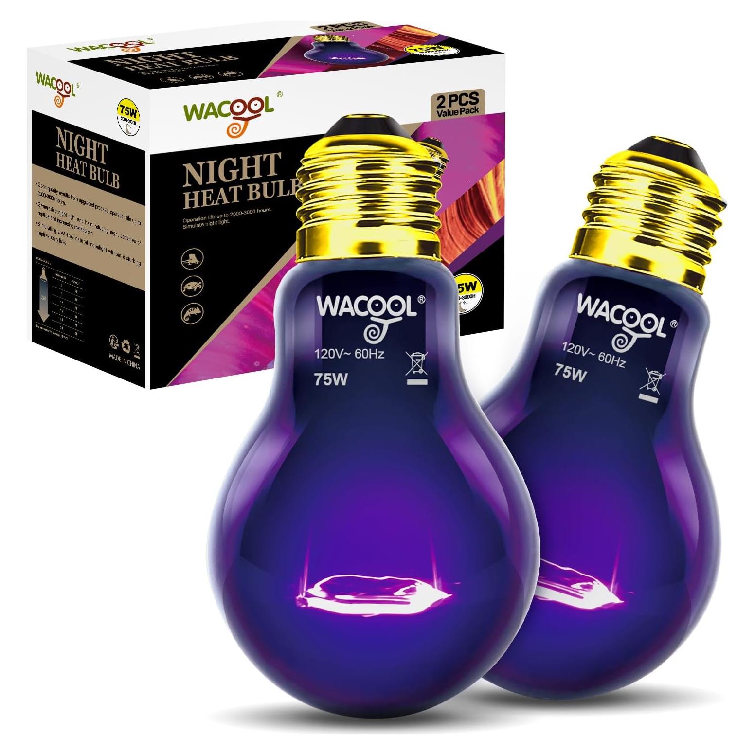 Lámpara de Calor Nocturna WACOOL 75W para Reptiles y Anfibios