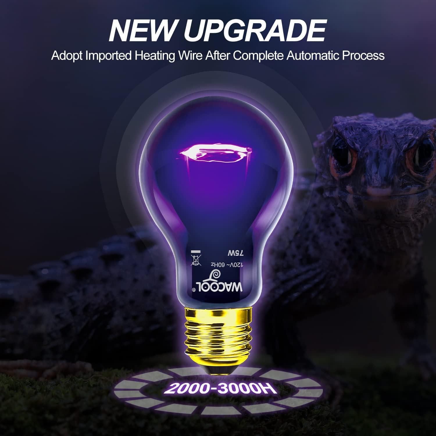 Lámpara de Calor Nocturna WACOOL 75W para Reptiles y Anfibios