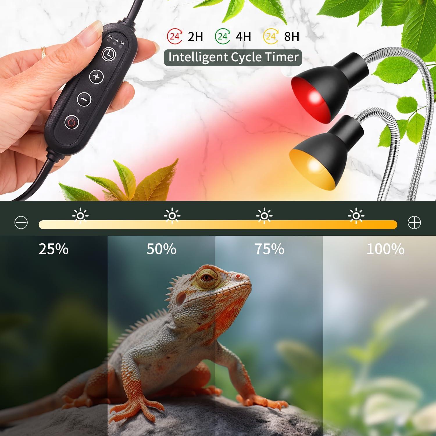 Lámpara de Calor UV para Reptiles Homnebila G9 60W Dimmable
