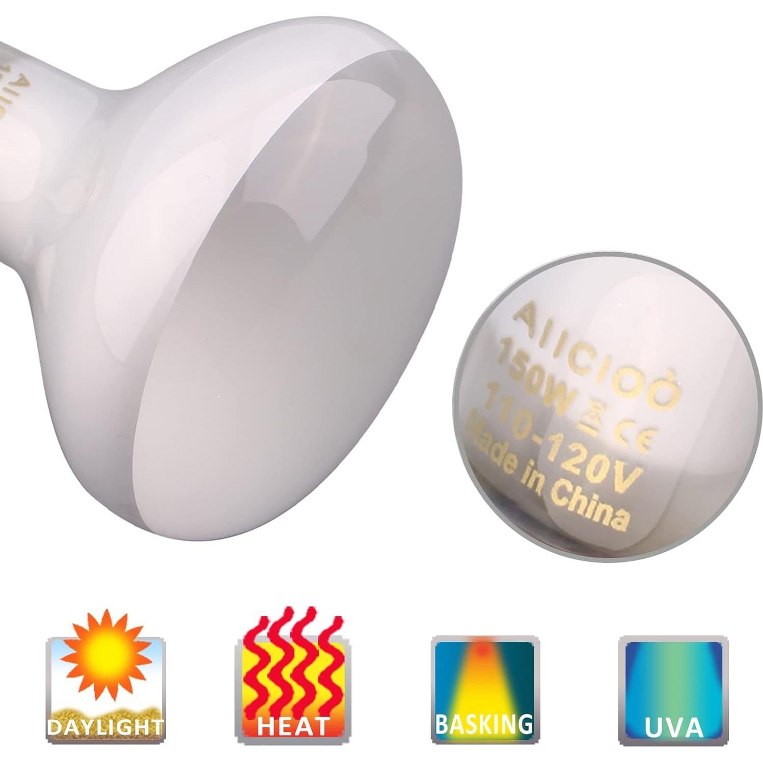 Conjunto de Lámpara de Calor para Reptiles AIICIOO 150W