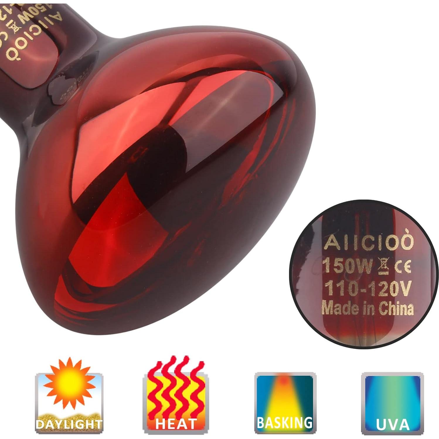 Conjunto de Lámpara de Calor para Reptiles AIICIOO 150W