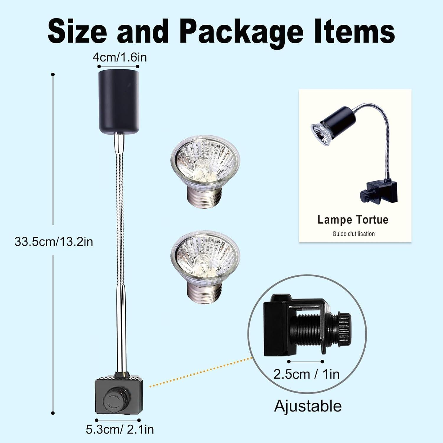 Lámpara de Calor para Reptiles BraceTek FX400 con 2 Bombillas 50W