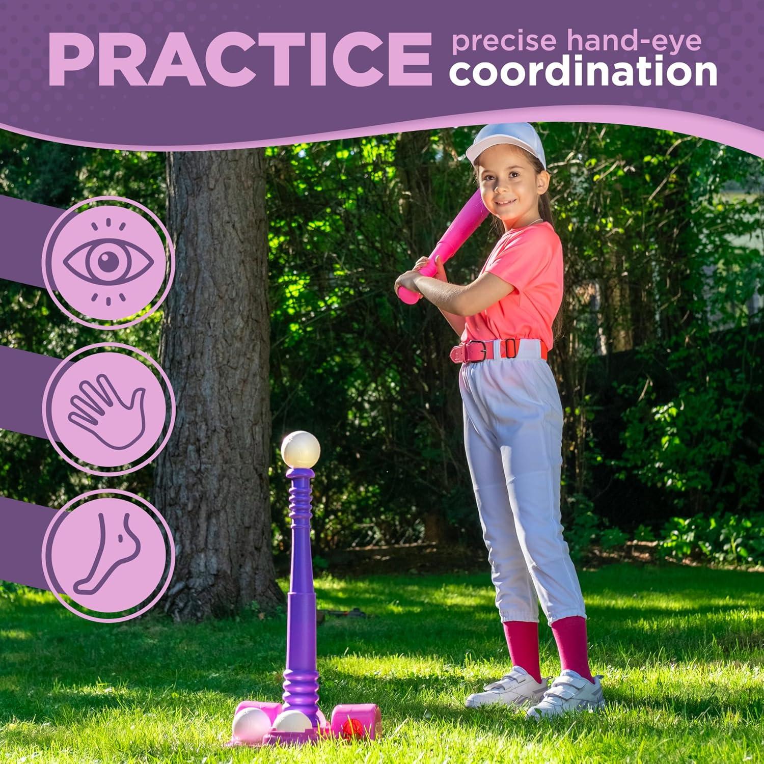 Conjunto T-Ball TOMLEON para Niñas 3-8 Años con Tee Ajustable