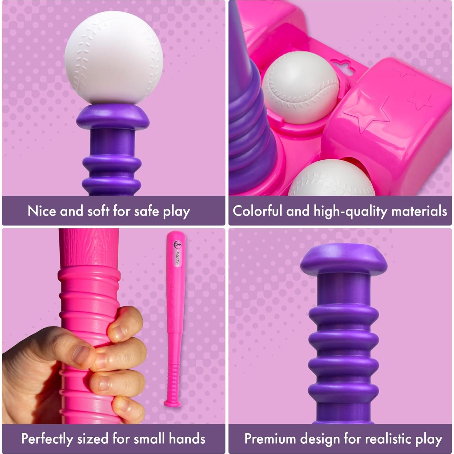 Conjunto T-Ball TOMLEON para Niñas 3-8 Años con Tee Ajustable