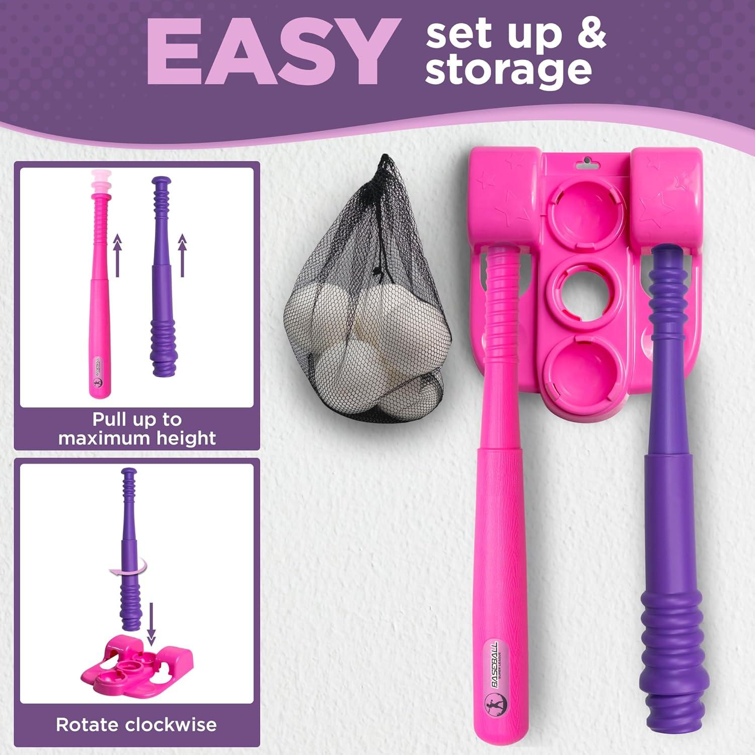 Conjunto T-Ball TOMLEON para Niñas 3-8 Años con Tee Ajustable