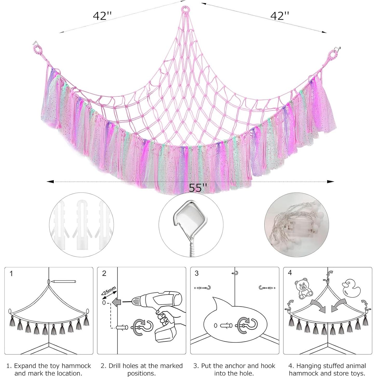 Hamaca de Juguetes Boho VISATOR 139.7x106.7cm con Luz LED
