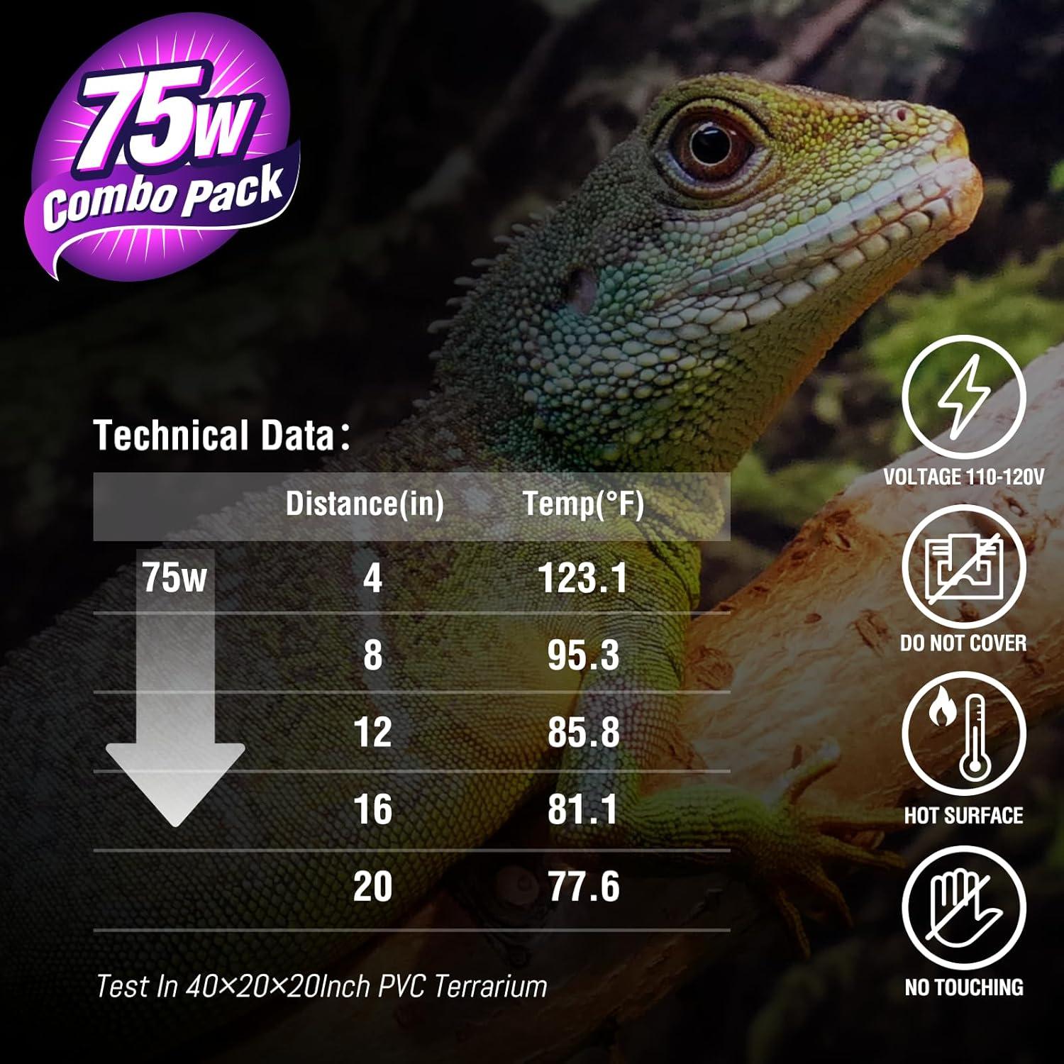 Combo Lámparas de Calor UVA y Negra 75W Leoterra E26 110V