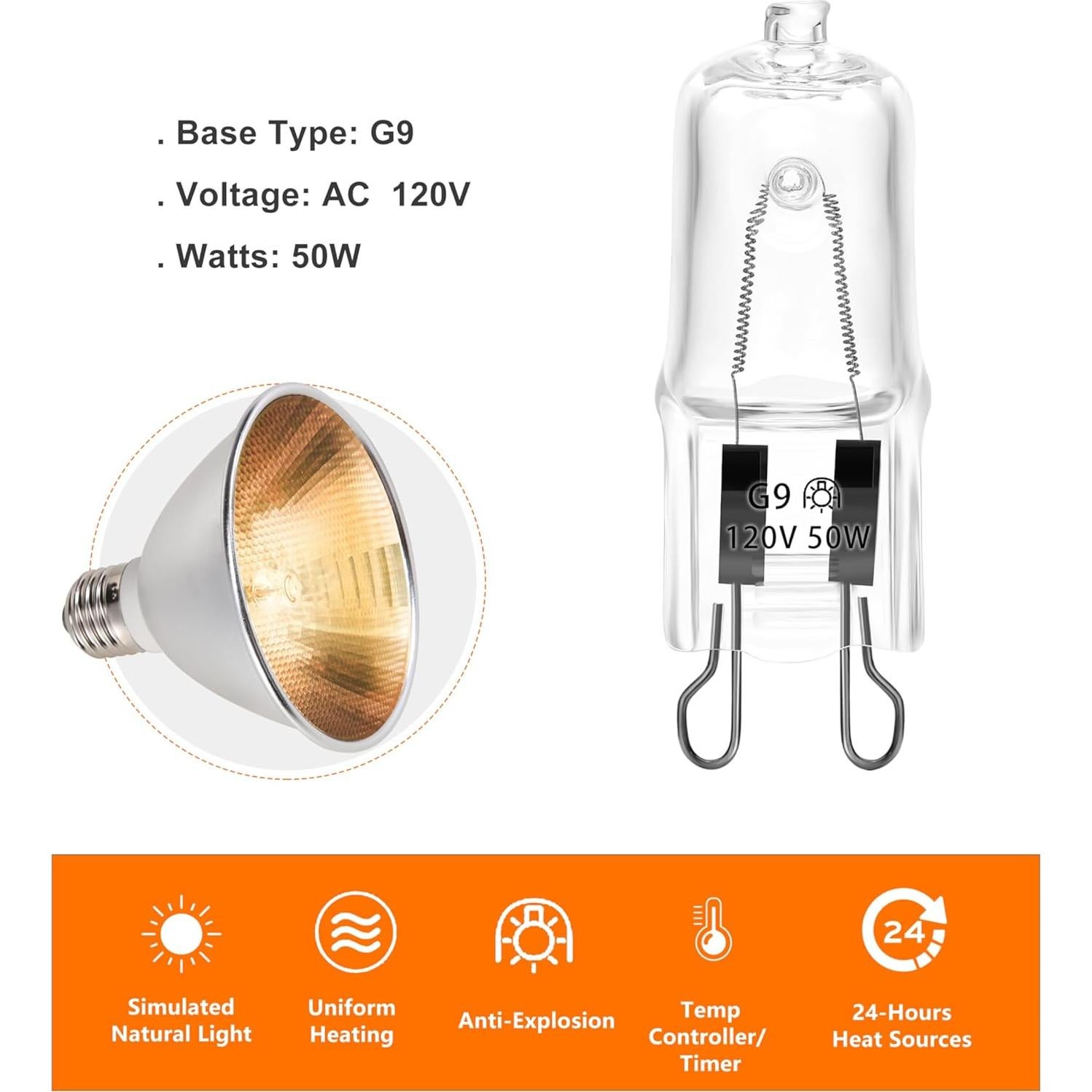 Bombilla de Calor G9 50W C-Raptile Clara Dimmable Paquete de 3