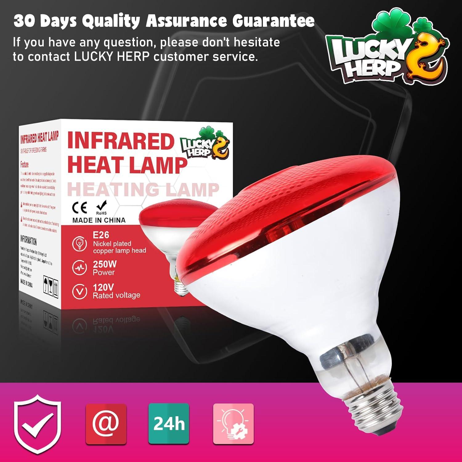 Lámpara de Calor Infrarroja LUCKY HERP 250W para Pollos y Reptiles