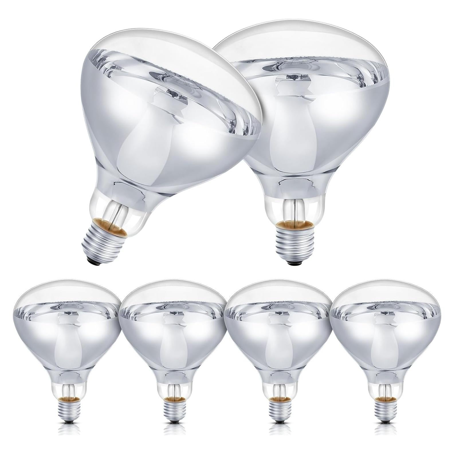 6 Bombillas de Calor Infrarrojas E26 175W Tujoe para Mascotas