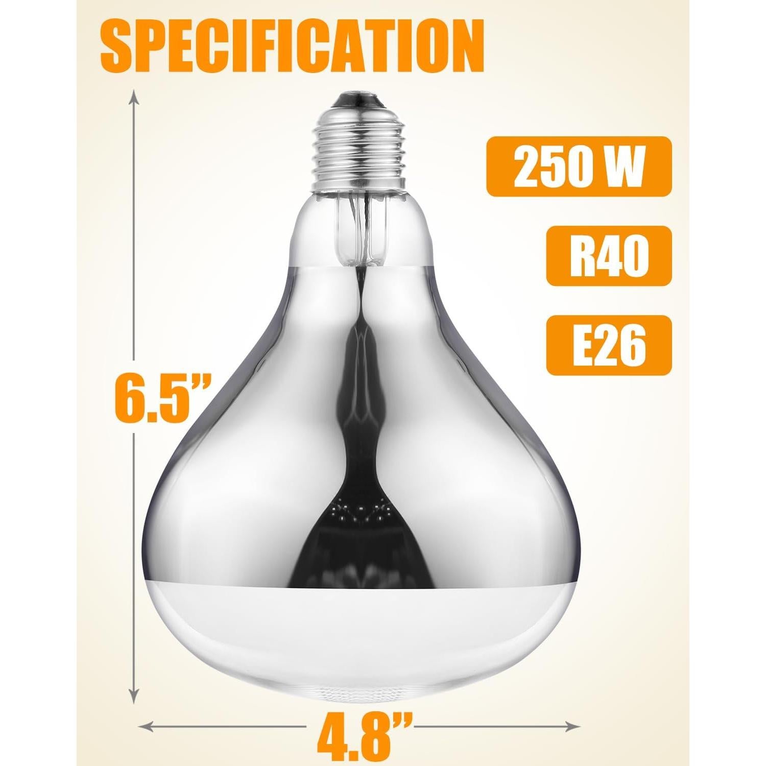 Bombilla de Calor VORIGY 250W R40 E26 8000 Horas Infrarroja