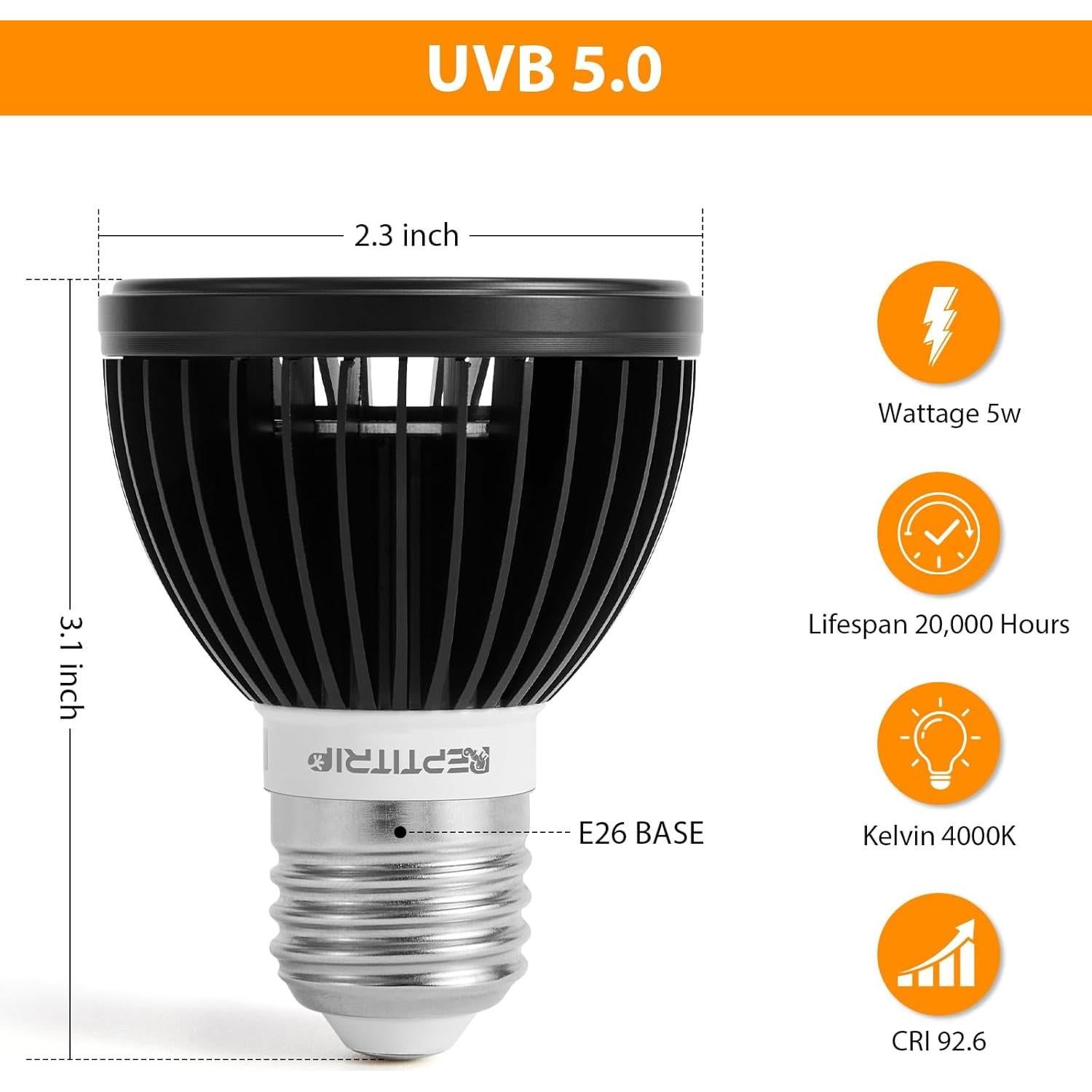 Lámpara LED UVB 5W ReptitriP para Reptiles - 5% UVB