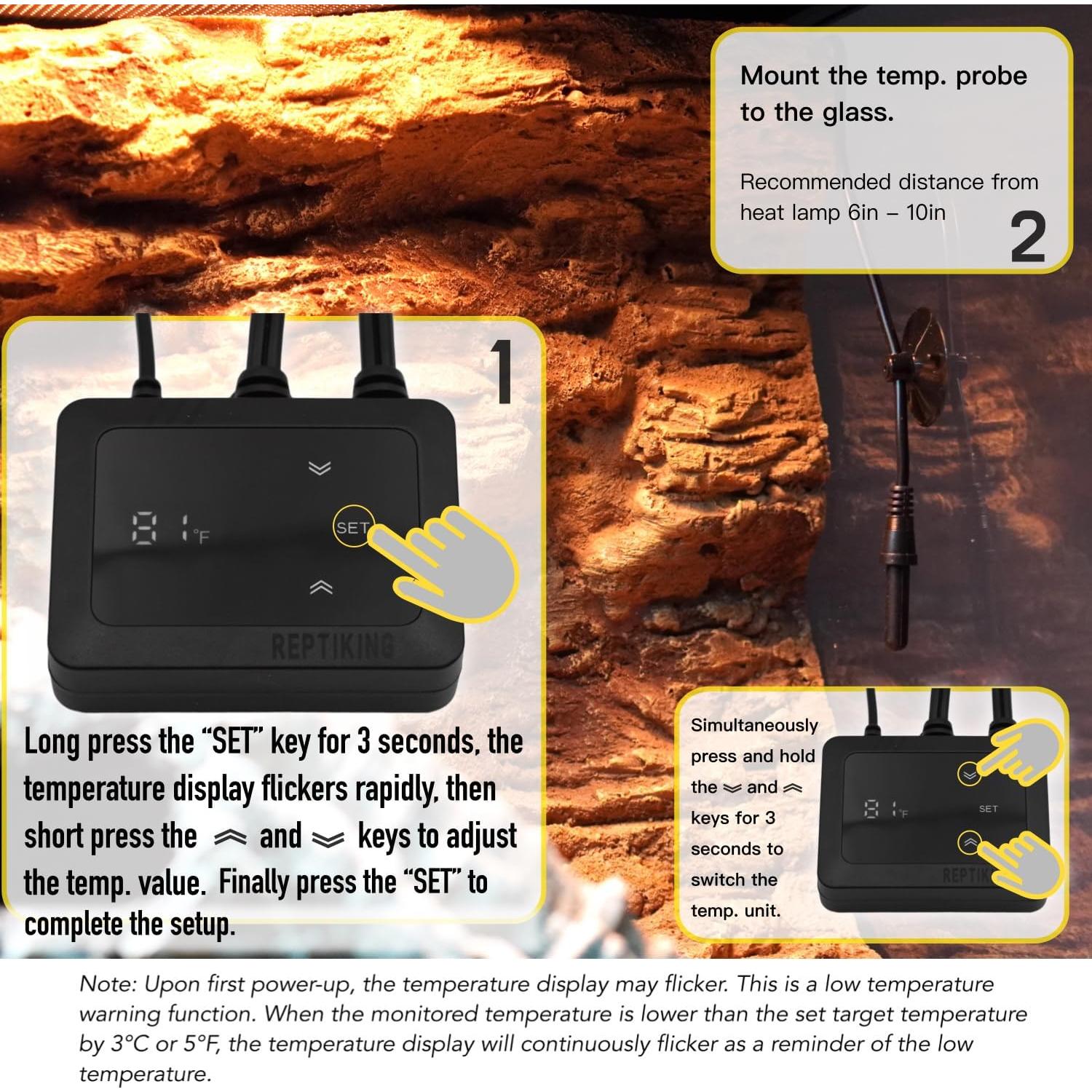 Termostato Digital PID ReptiKing para Calefacción de Reptiles
